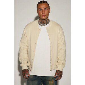 Tyson Fleece Bomber Jacket Off White Men's Size Small